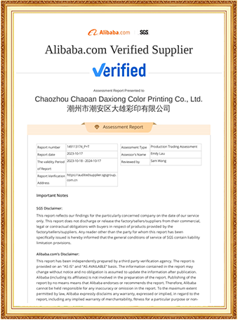 Verified supplier assessment